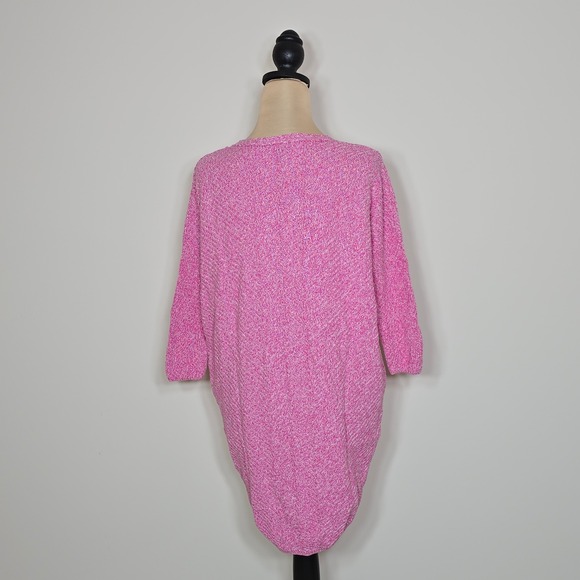 EXPRESS Pink Marled Deep V Neck Sweater Tunic Top 1/2 Sleeve Women's Size M - Picture 2 of 6